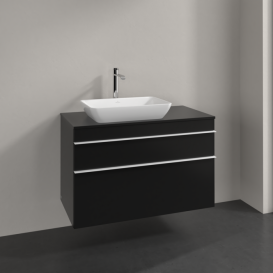 Тумба под раковину Villeroy & Boch Venticello 95,7х50,2 см МДФ черный матовый лак/ручка алюминий белый A94202PD