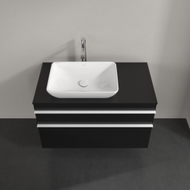 Тумба под раковину Villeroy & Boch Venticello 95,7х50,2 см МДФ черный матовый лак/ручка алюминий белый A94202PD