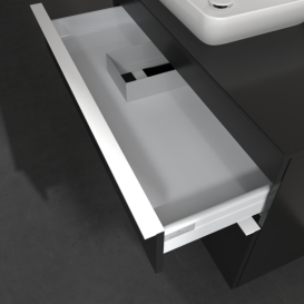 Тумба под раковину Villeroy & Boch Venticello 95,7х50,2 см МДФ черный матовый лак/ручка алюминий белый A94202PD