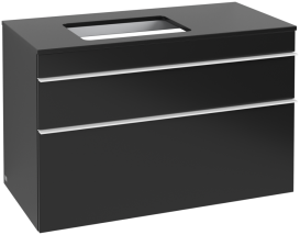 Тумба под раковину Villeroy & Boch Venticello 95,7х50,2 см МДФ черный матовый лак/ручка алюминий белый A94202PD