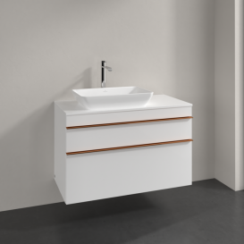 Тумба под раковину Villeroy & Boch Venticello 95,7х50,2 см МДФ глянцевый белый/ручка медь A94205DH