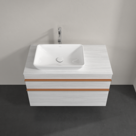 Тумба под раковину Villeroy & Boch Venticello 95,7х50,2 см ДСП/МДФ белое дерево/ручка медь A94205E8