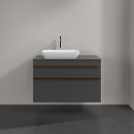 Тумба под раковину Villeroy & Boch Venticello 95,7х50,2 см МДФ глянцевый серый/ручка медь A94205FP