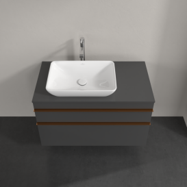 Тумба под раковину Villeroy & Boch Venticello 95,7х50,2 см МДФ глянцевый серый/ручка медь A94205FP