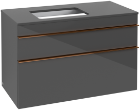 Тумба под раковину Villeroy & Boch Venticello 95,7х50,2 см МДФ глянцевый серый/ручка медь A94205FP