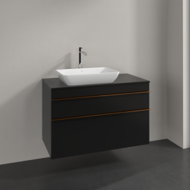 Тумба під раковину Villeroy & Boch Venticello 95,7х50,2 см МДФ чорний матовий лак/ручка мідь A94205PD