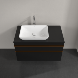 Тумба під раковину Villeroy & Boch Venticello 95,7х50,2 см МДФ чорний матовий лак/ручка мідь A94205PD
