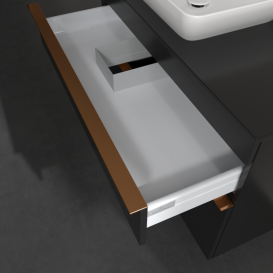 Тумба під раковину Villeroy & Boch Venticello 95,7х50,2 см МДФ чорний матовий лак/ручка мідь A94205PD