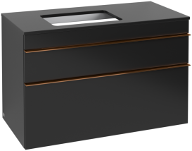 Тумба під раковину Villeroy & Boch Venticello 95,7х50,2 см МДФ чорний матовий лак/ручка мідь A94205PD