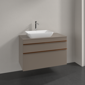 Тумба под раковину Villeroy & Boch Venticello 95,7х50,2 см ДСП трюфель серый/ручка медь A94205VG