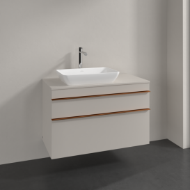 Тумба под раковину Villeroy & Boch Venticello 95,7х50,2 см ДСП мягкий серый/ручка медь A94205VK