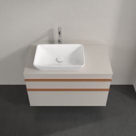 Тумба под раковину Villeroy & Boch Venticello 95,7х50,2 см ДСП мягкий серый/ручка медь A94205VK