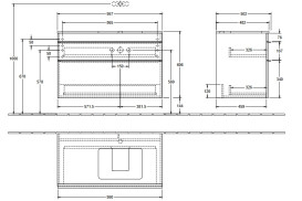 Тумба под раковину Villeroy & Boch Venticello 95,7х50,2 см ДСП вяз печатный/ручка хром A94301PN