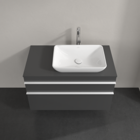 Тумба под раковину Villeroy & Boch Venticello 95,7х50,2 см МДФ глянцевый серый/ручка алюминий белый A94302FP