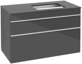 Тумба под раковину Villeroy & Boch Venticello 95,7х50,2 см МДФ глянцевый серый/ручка алюминий белый A94302FP