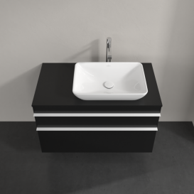 Тумба под раковину Villeroy & Boch Venticello 95,7х50,2 см МДФ черный матовый лак/ручка алюминий белый A94302PD