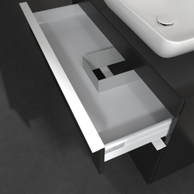 Тумба под раковину Villeroy & Boch Venticello 95,7х50,2 см МДФ черный матовый лак/ручка алюминий белый A94302PD