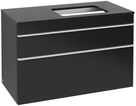 Тумба под раковину Villeroy & Boch Venticello 95,7х50,2 см МДФ черный матовый лак/ручка алюминий белый A94302PD