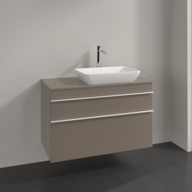 Тумба под раковину Villeroy & Boch Venticello 95,7х50,2 см ДСП трюфель серый/ручка алюминий белый A94302VG