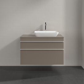 Тумба под раковину Villeroy & Boch Venticello 95,7х50,2 см ДСП трюфель серый/ручка алюминий белый A94302VG
