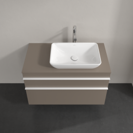 Тумба под раковину Villeroy & Boch Venticello 95,7х50,2 см ДСП трюфель серый/ручка алюминий белый A94302VG