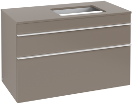 Тумба под раковину Villeroy & Boch Venticello 95,7х50,2 см ДСП трюфель серый/ручка алюминий белый A94302VG