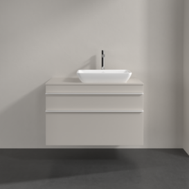Тумба під раковину Villeroy & Boch Venticello 95,7х50,2 см ДСП м'який сірий/ручка алюміній білий A94302VK