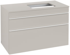 Тумба під раковину Villeroy & Boch Venticello 95,7х50,2 см ДСП м'який сірий/ручка алюміній білий A94302VK