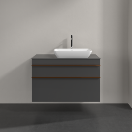 Тумба под раковину Villeroy & Boch Venticello 95,7х50,2 см МДФ глянцевый серый/ручка медь A94305FP