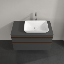 Тумба под раковину Villeroy & Boch Venticello 95,7х50,2 см МДФ глянцевый серый/ручка медь A94305FP