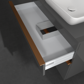 Тумба под раковину Villeroy & Boch Venticello 95,7х50,2 см МДФ глянцевый серый/ручка медь A94305FP