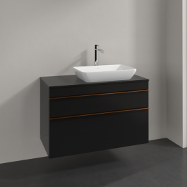 Тумба под раковину Villeroy & Boch Venticello 95,7х50,2 см МДФ черный матовый лак/ручка медь A94305PD