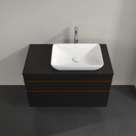 Тумба под раковину Villeroy & Boch Venticello 95,7х50,2 см МДФ черный матовый лак/ручка медь A94305PD