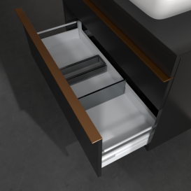 Тумба под раковину Villeroy & Boch Venticello 95,7х50,2 см МДФ черный матовый лак/ручка медь A94305PD