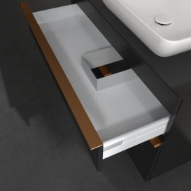 Тумба под раковину Villeroy & Boch Venticello 95,7х50,2 см МДФ черный матовый лак/ручка медь A94305PD