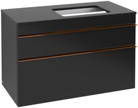 Тумба под раковину Villeroy & Boch Venticello 95,7х50,2 см МДФ черный матовый лак/ручка медь A94305PD