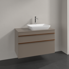 Тумба под раковину Villeroy & Boch Venticello 95,7х50,2 см ДСП трюфель серый/ручка медь A94305VG