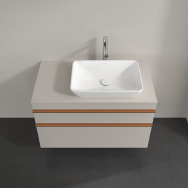 Тумба під раковину Villeroy & Boch Venticello 95,7х50,2 см ДСП м'який сірий/ручка мідь A94305VK