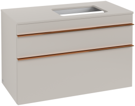 Тумба під раковину Villeroy & Boch Venticello 95,7х50,2 см ДСП м'який сірий/ручка мідь A94305VK