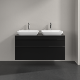 Тумба под раковину Villeroy & Boch Venticello 125,7х50,2 см МДФ черный матовый лак/ручка хром A94401PD
