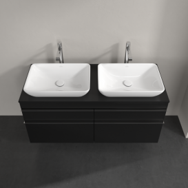 Тумба под раковину Villeroy & Boch Venticello 125,7х50,2 см МДФ черный матовый лак/ручка хром A94401PD