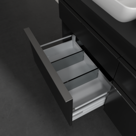 Тумба под раковину Villeroy & Boch Venticello 125,7х50,2 см МДФ черный матовый лак/ручка хром A94401PD