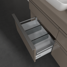 Тумба под раковину Villeroy & Boch Venticello 125,7х50,2 см ДСП трюфель серый/ручка хром A94401VG