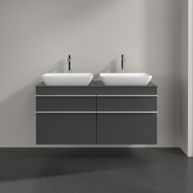 Тумба под раковину Villeroy & Boch Venticello 125,7х50,2 см МДФ глянцевый серый/ручка алюминий белый A94402FP