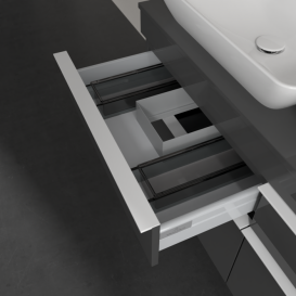 Тумба под раковину Villeroy & Boch Venticello 125,7х50,2 см МДФ глянцевый серый/ручка алюминий белый A94402FP