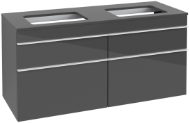 Тумба под раковину Villeroy & Boch Venticello 125,7х50,2 см МДФ глянцевый серый/ручка алюминий белый A94402FP