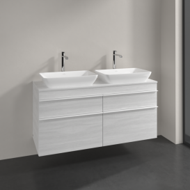 Тумба під раковину Villeroy & Boch Venticello 125,7х50,2 см ДСП/МДФ біле дерево/ручка алюміній білий A94402E8