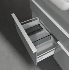 Тумба под раковину Villeroy & Boch Venticello 125,7х50,2 см МДФ стекло глянцевое серое/ручка алюминий белый A94402RA