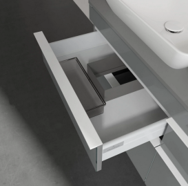 Тумба под раковину Villeroy & Boch Venticello 125,7х50,2 см МДФ стекло глянцевое серое/ручка алюминий белый A94402RA