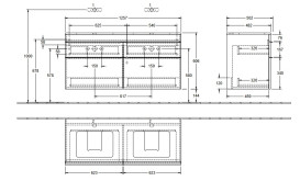 Тумба под раковину Villeroy & Boch Venticello 125,7х50,2 МДФ стекло глянцевое белое/ручка алюминий белый A94402RE